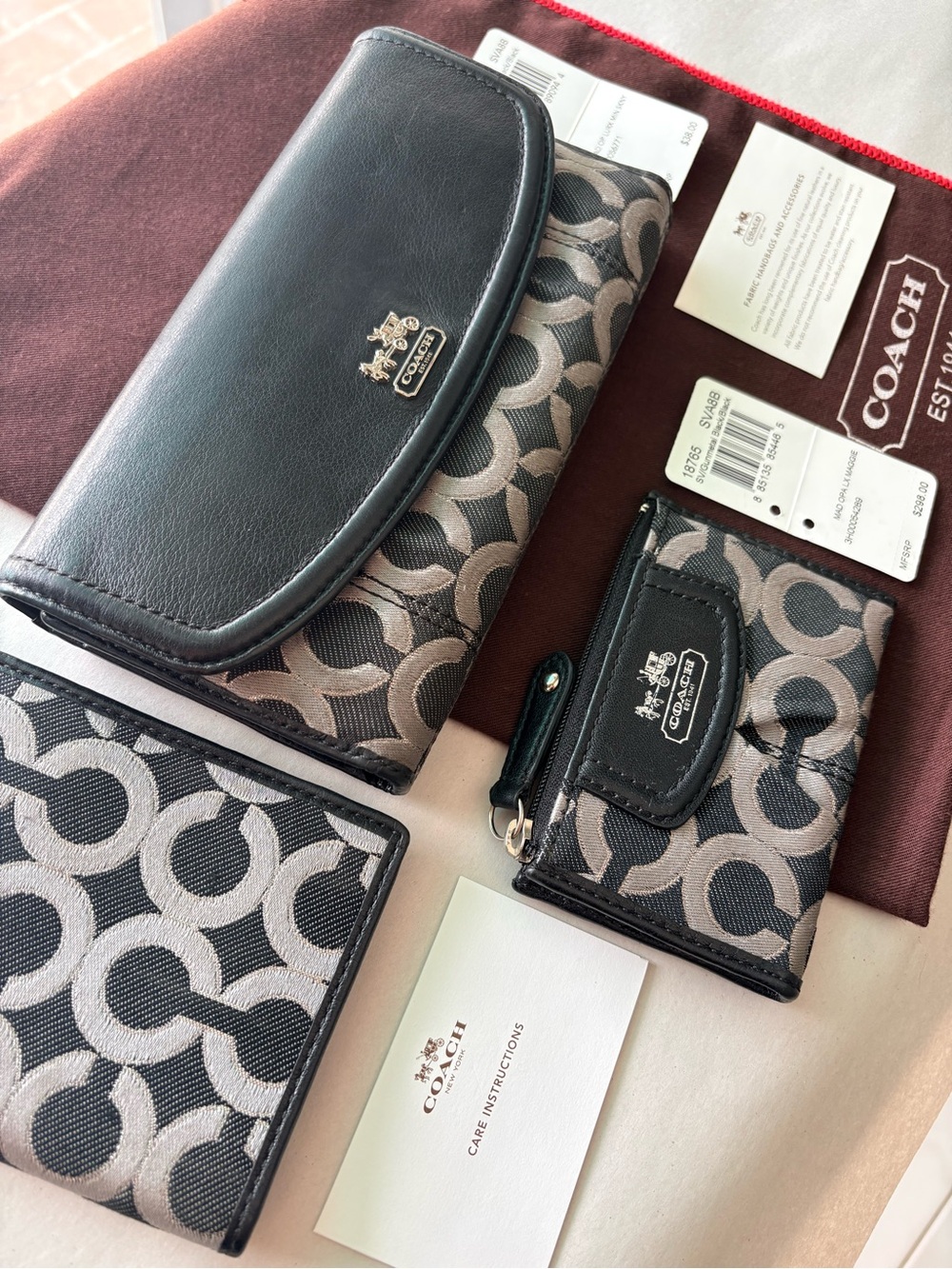 NWT Coach SET Madison Op Art Lurex Checkbook Wallet & Mini Skinny Rare Bundle - Picture 7 of 16